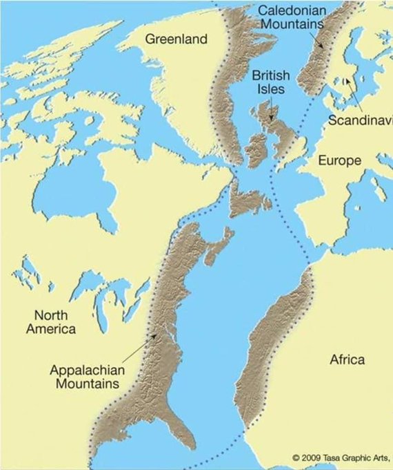 Folded and uplifted mountain belt